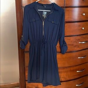 New Look Navy Zip Dress